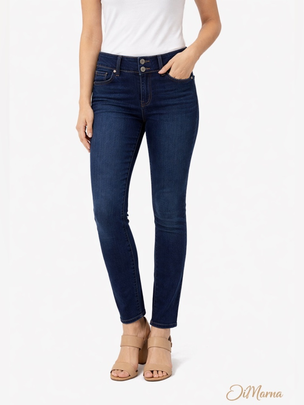 Pierre Cardin Women's jeans size 7 High Rise Skinny Dark‎ Wash Blue